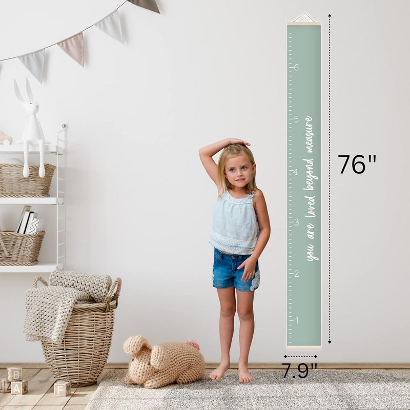 Morxy Canvas Growth Chart for Kids - Unisex Kids Room Wall Decor - Measuring Height Chart- Wall Tape with Height Chart for Kids (Canvas, Loved Beyond Measure- sage) - Image 4